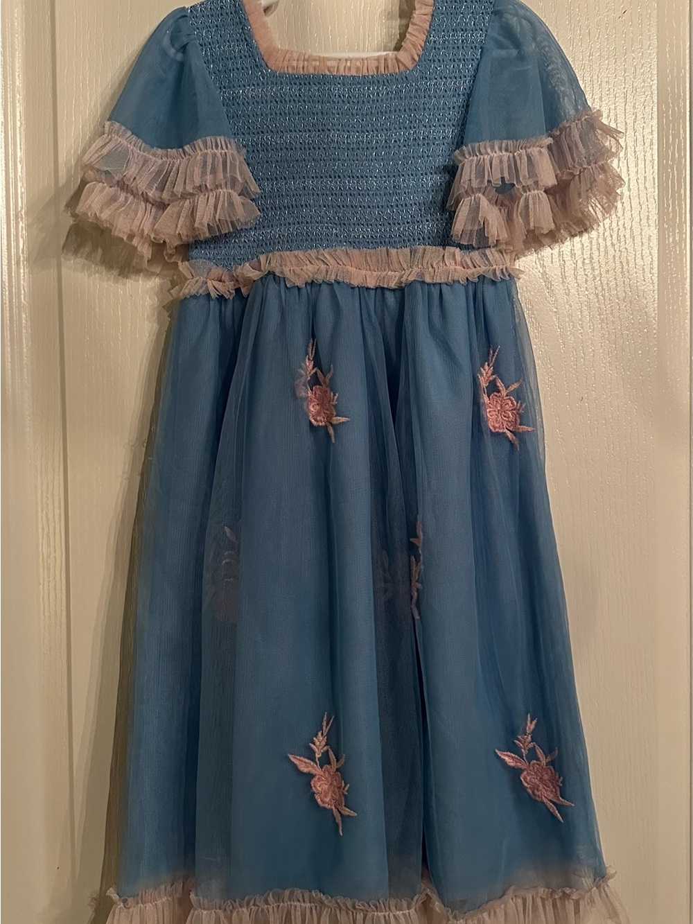 JessaKae Blue Embroidered Tulle Dress 6-7Y
